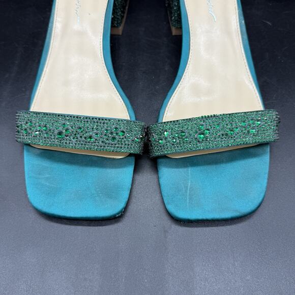 Betsey Johnson Womens Size 11M Grant Green Ankle Strap Heels Jewelled - Picture 6 of 9